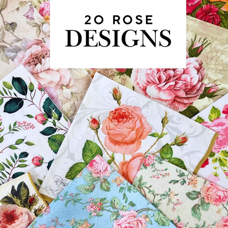 Keep Unique Mystery Pack Decoupage Paper Napkins, 20-ct Assorted Surprise Napkins, Decorative Napkins Roses Floral Flowers for Art Craft Junk Journal, 20 Different Designs - Image 2